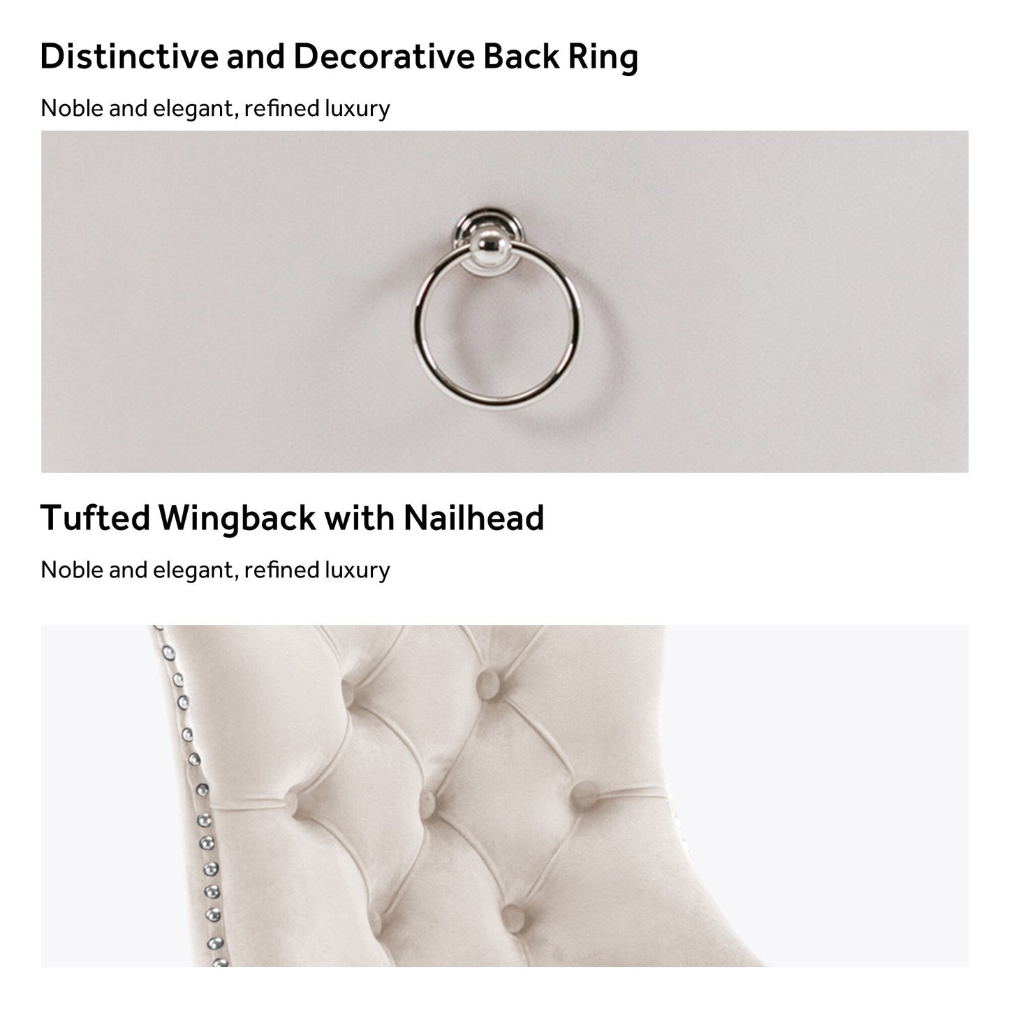 Sedia da pranzo imbottita in velluto trapuntato con gambe in legno massello, set da 6