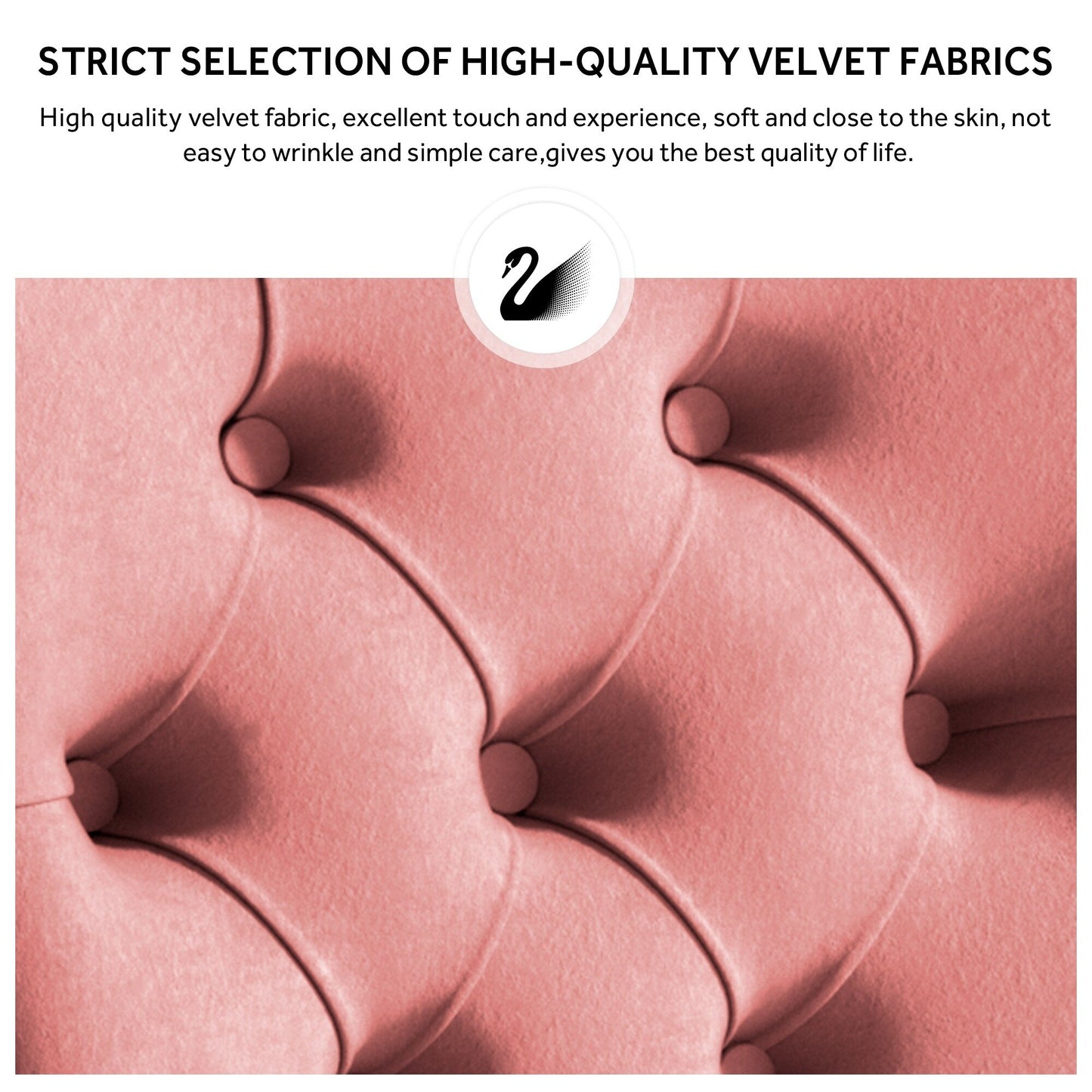 Sedia da pranzo imbottita in velluto trapuntato con gambe in legno massello, set da 6