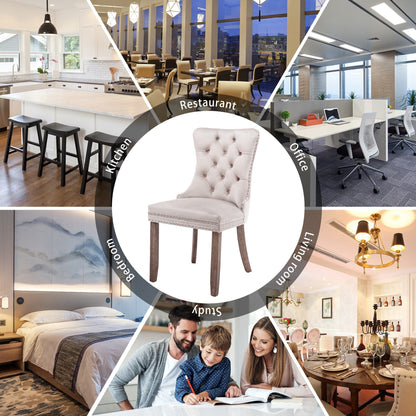 Sedia da pranzo imbottita in velluto trapuntato con gambe in legno massello, set da 6