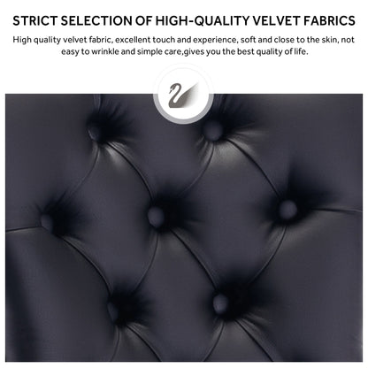 Sedia da pranzo imbottita in velluto trapuntato con gambe in legno massello, set da 6