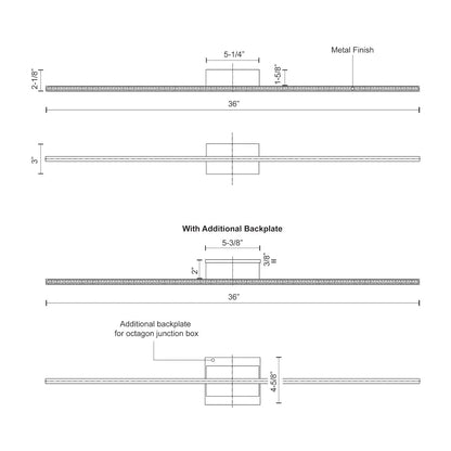 VGA MNR Linear Halo Light 36Lx 2 1/8W Nero