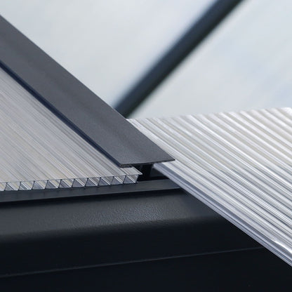 Kit serra da giardino in alluminio VEIKOUS con tetto regolabile e porta con serratura, grigio