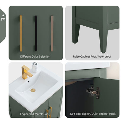 Mobiletto per lavabo da bagno Vanity Art 20 o 24 o 30 con piano in ceramica