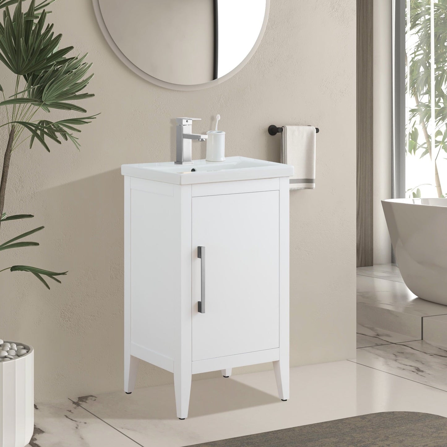 Mobiletto per lavabo da bagno Vanity Art 20 o 24 o 30 con piano in ceramica