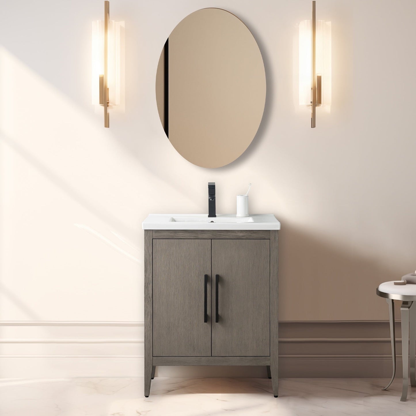 Mobiletto per lavabo da bagno Vanity Art 20 o 24 o 30 con piano in ceramica