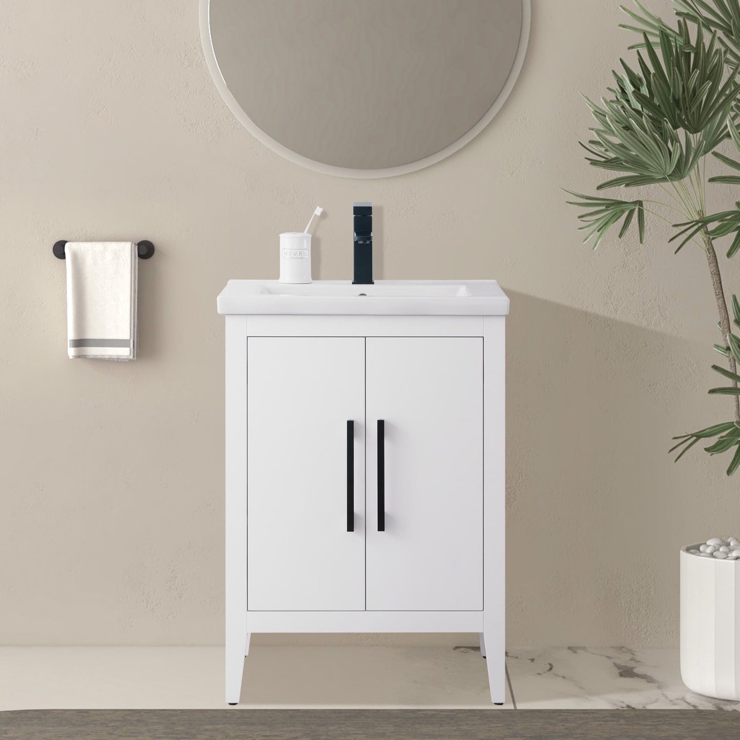 Mobiletto per lavabo da bagno Vanity Art 20 o 24 o 30 con piano in ceramica