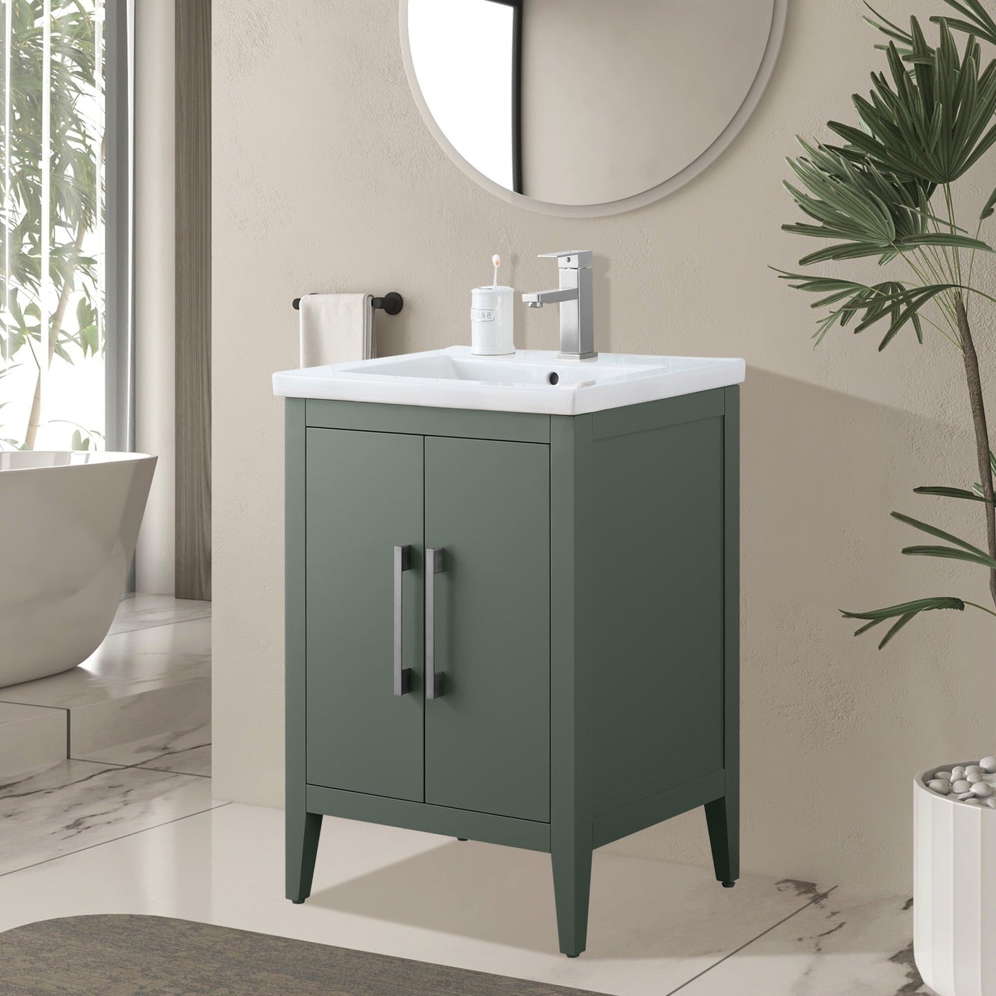 Mobiletto per lavabo da bagno Vanity Art 20 o 24 o 30 con piano in ceramica