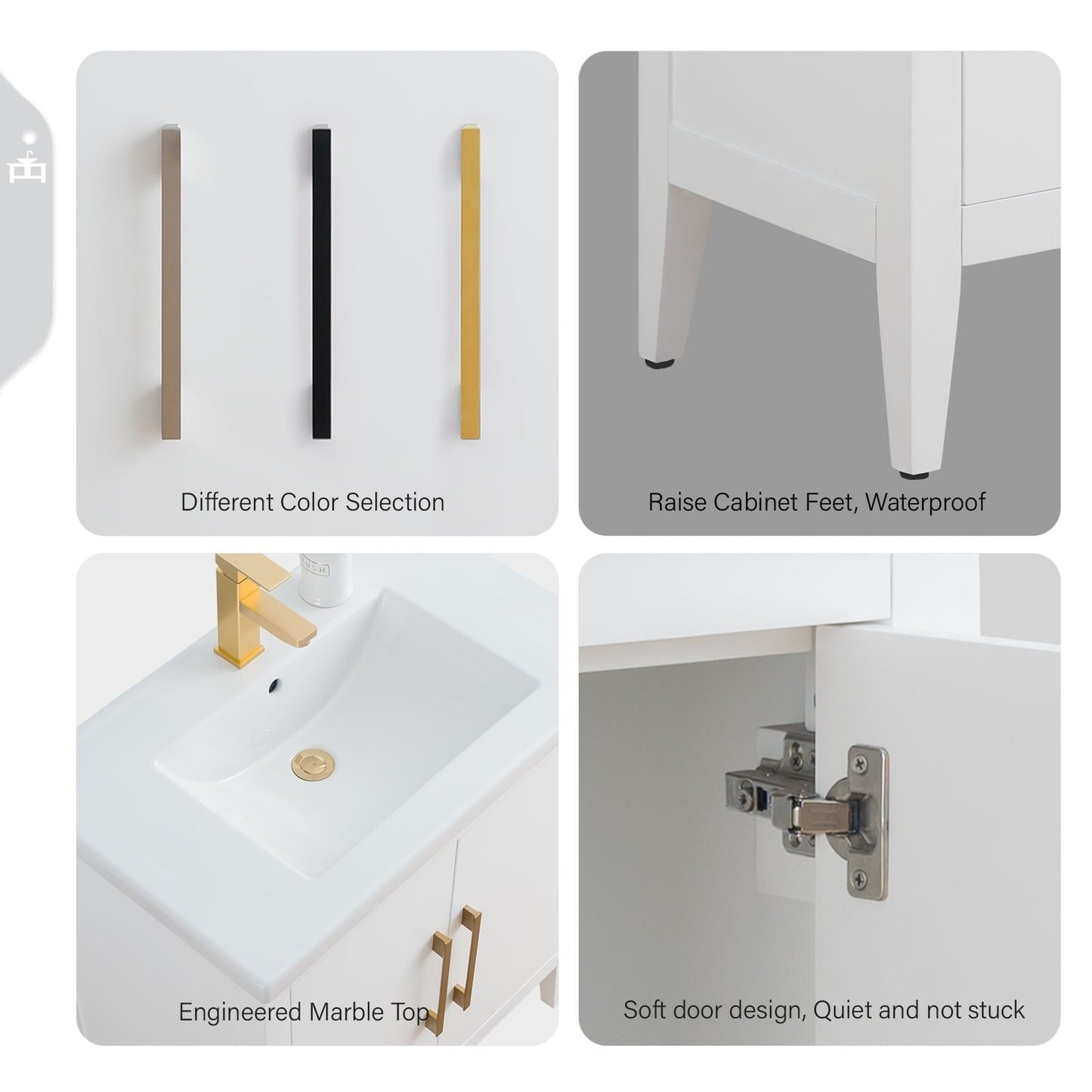 Mobiletto per lavabo da bagno Vanity Art 20 o 24 o 30 con piano in ceramica