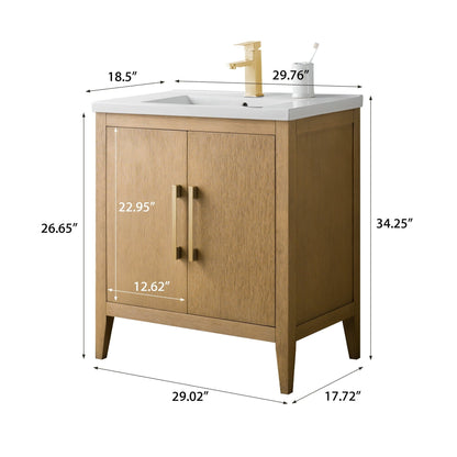 Mobiletto per lavabo da bagno Vanity Art 20 o 24 o 30 con piano in ceramica