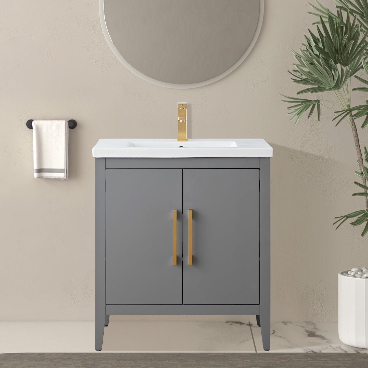 Mobiletto per lavabo da bagno Vanity Art 20 o 24 o 30 con piano in ceramica