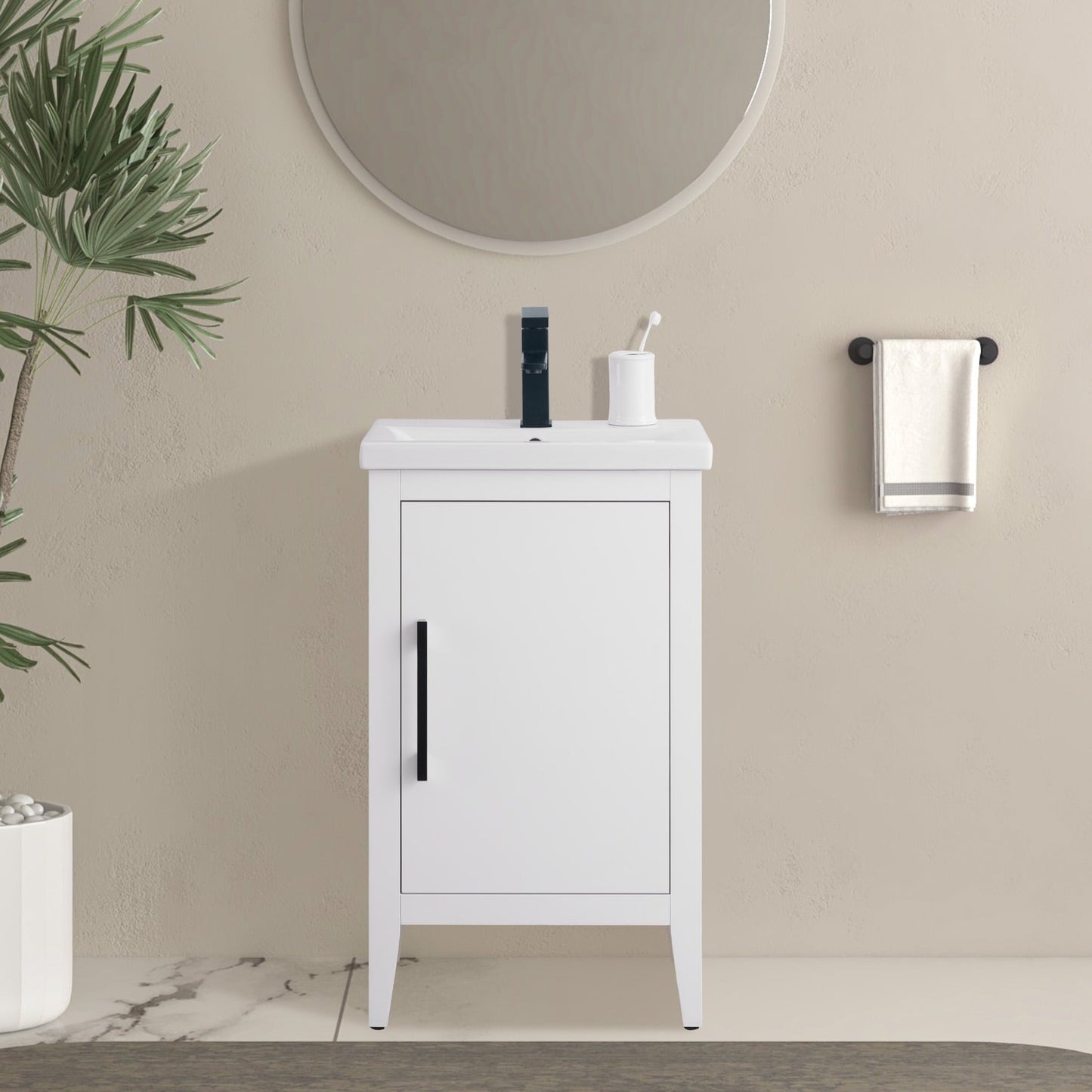 Mobiletto per lavabo da bagno Vanity Art 20 o 24 o 30 con piano in ceramica