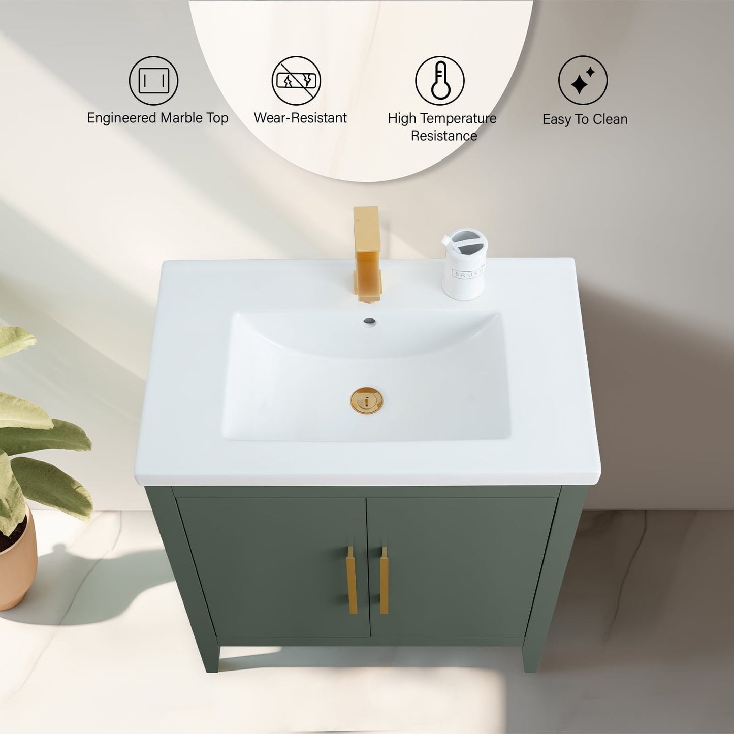 Mobiletto per lavabo da bagno Vanity Art 20 o 24 o 30 con piano in ceramica