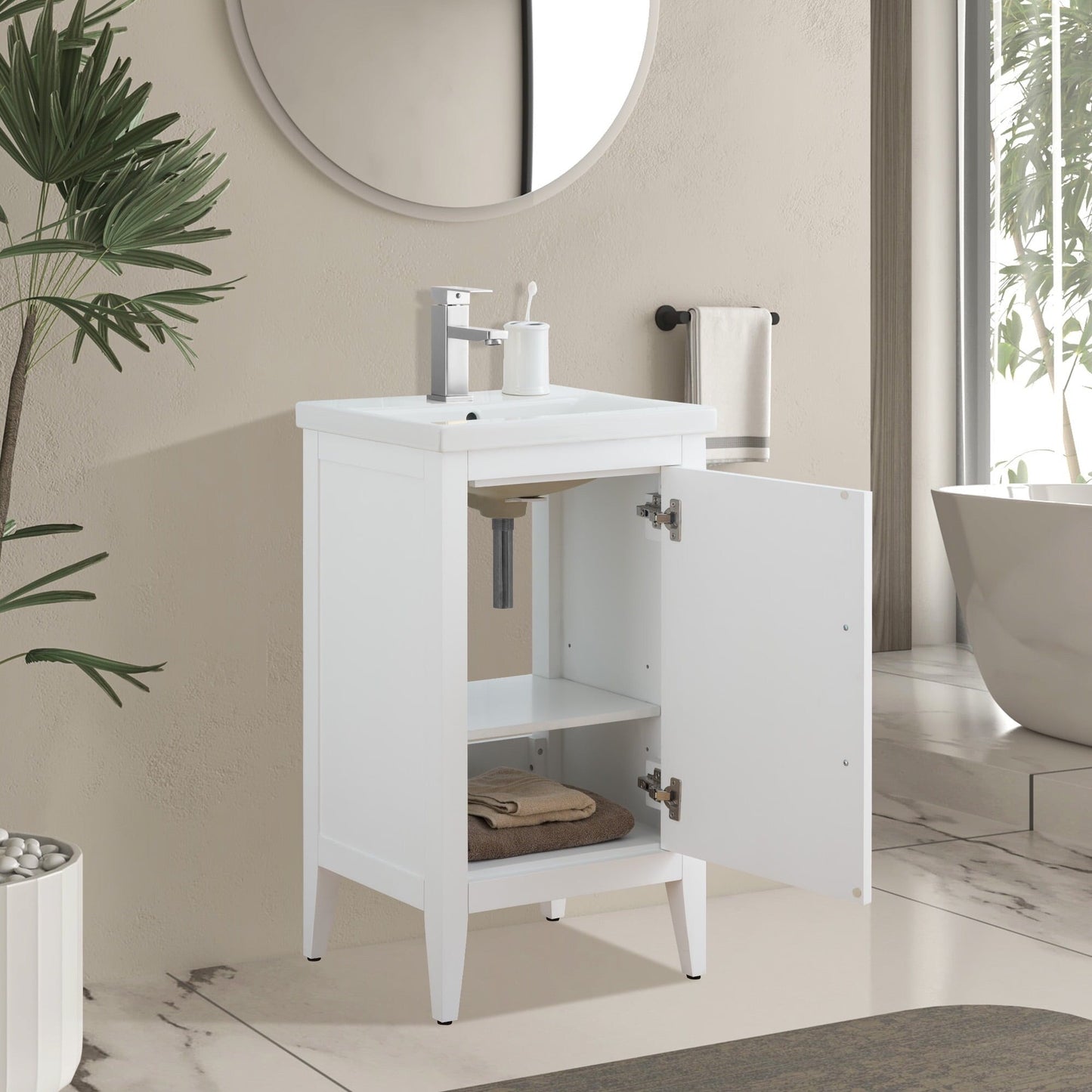 Mobiletto per lavabo da bagno Vanity Art 20 o 24 o 30 con piano in ceramica