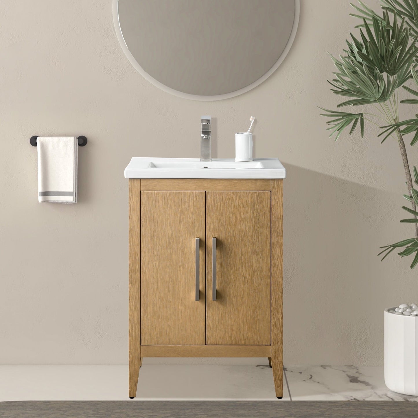 Mobiletto per lavabo da bagno Vanity Art 20 o 24 o 30 con piano in ceramica