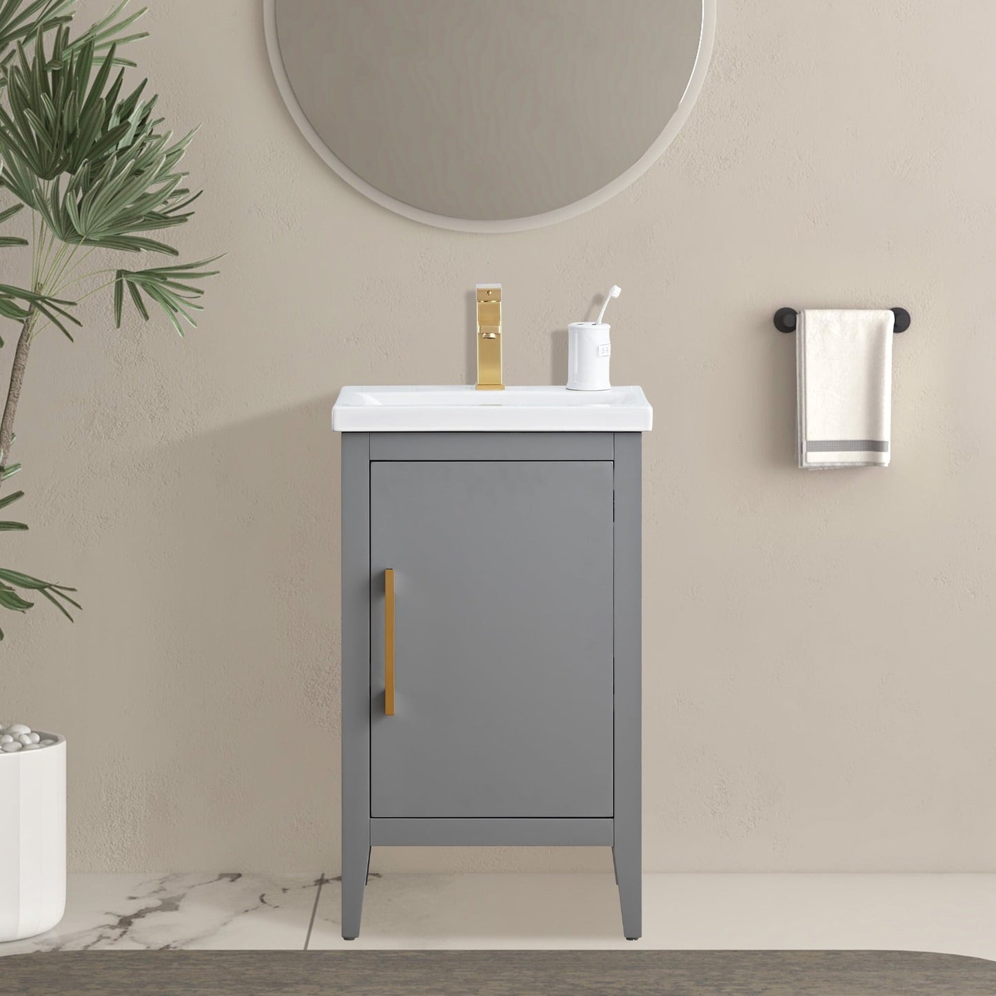 Mobiletto per lavabo da bagno Vanity Art 20 o 24 o 30 con piano in ceramica