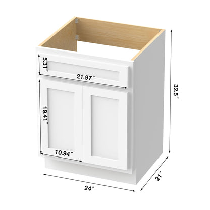 Mobiletto per lavabo da bagno Vanity Art in legno massello da 24 pollici con lavabo singolo