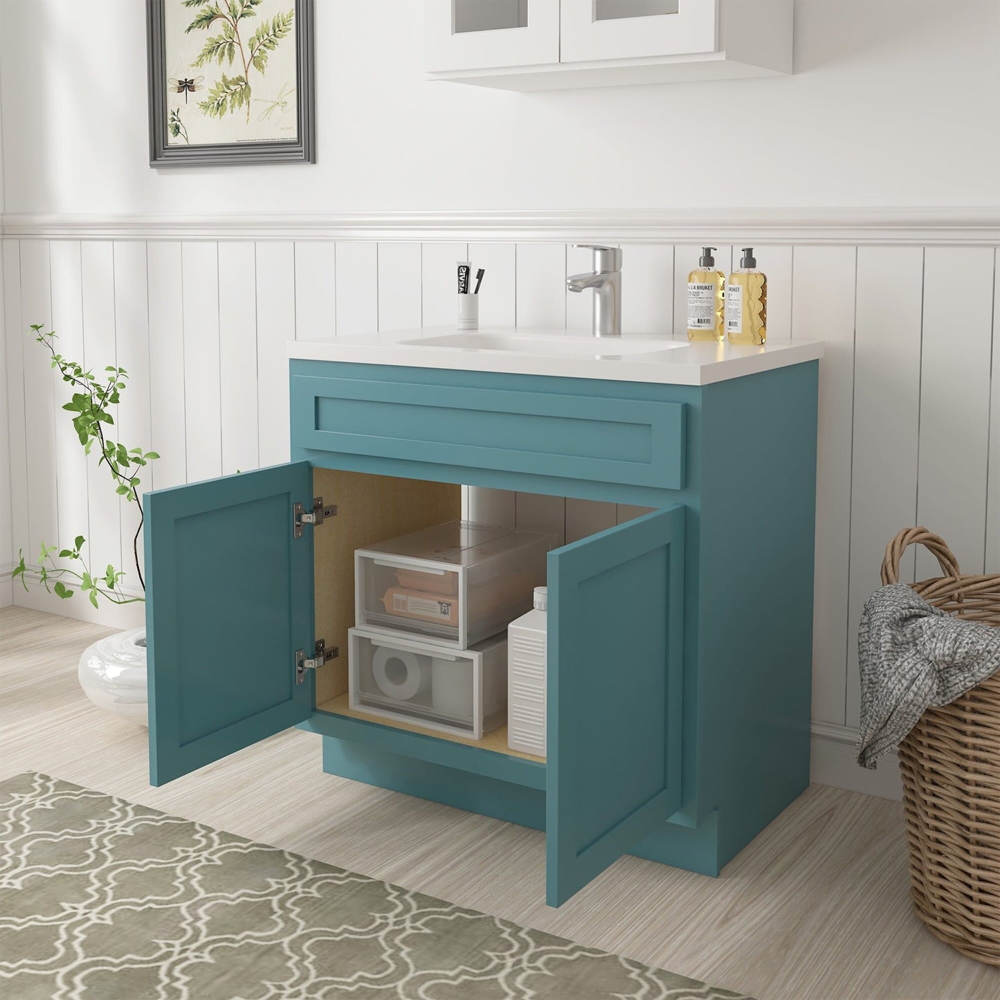 Mobiletto per lavabo da bagno Vanity Art da 36 pollici con lavabo singolo