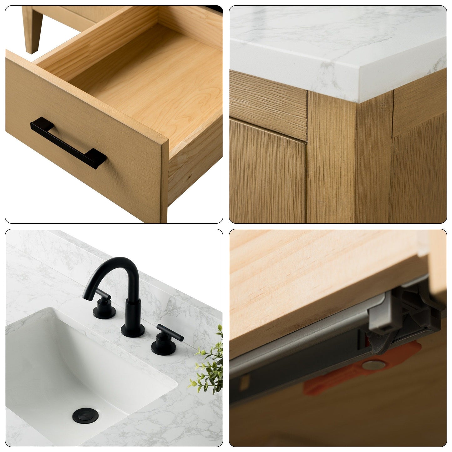 Mobiletto per lavabo da bagno Vanity Art 72 con doppio lavabo e piano in marmo ingegnerizzato