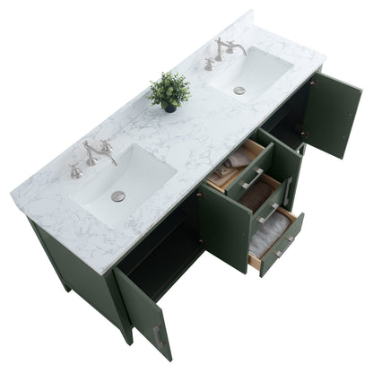 Mobiletto per lavabo da bagno Vanity Art 72 con doppio lavabo e piano in marmo ingegnerizzato