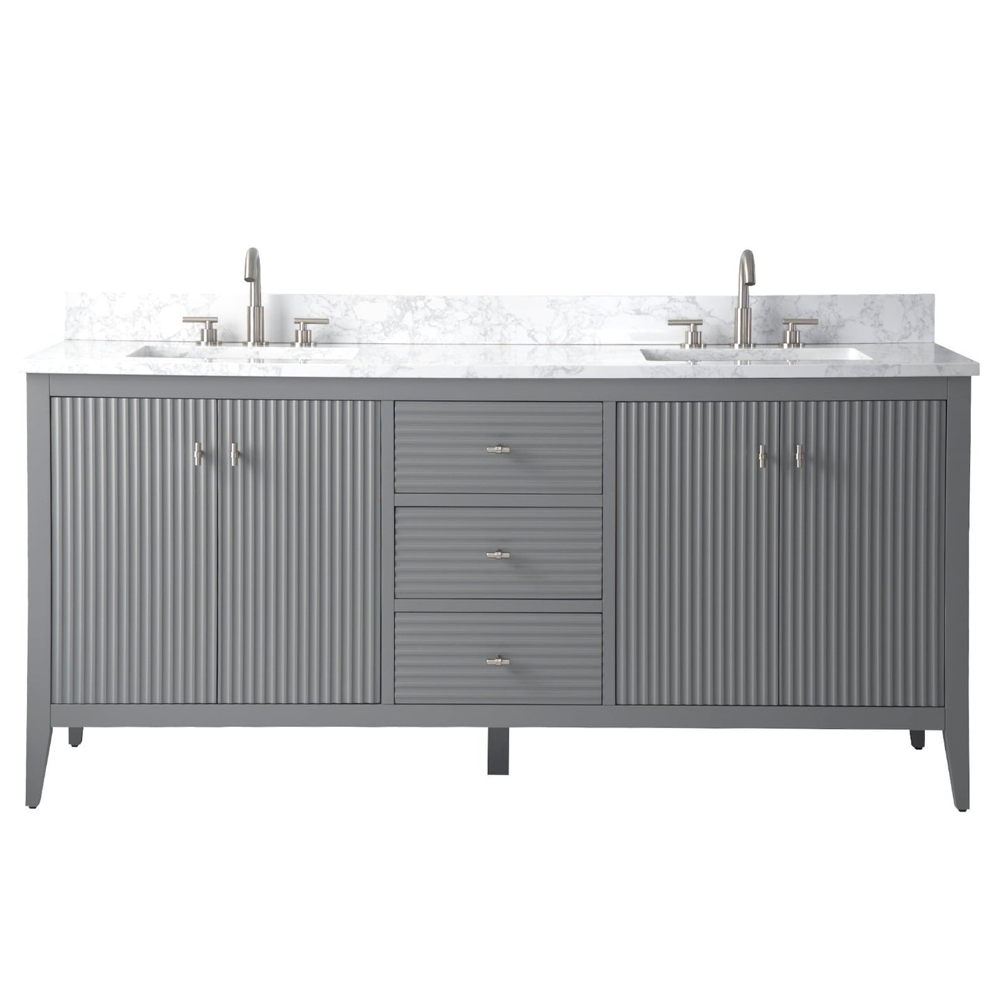 Mobiletto per lavabo da bagno Vanity Art 72 con doppio lavabo e piano in marmo ingegnerizzato