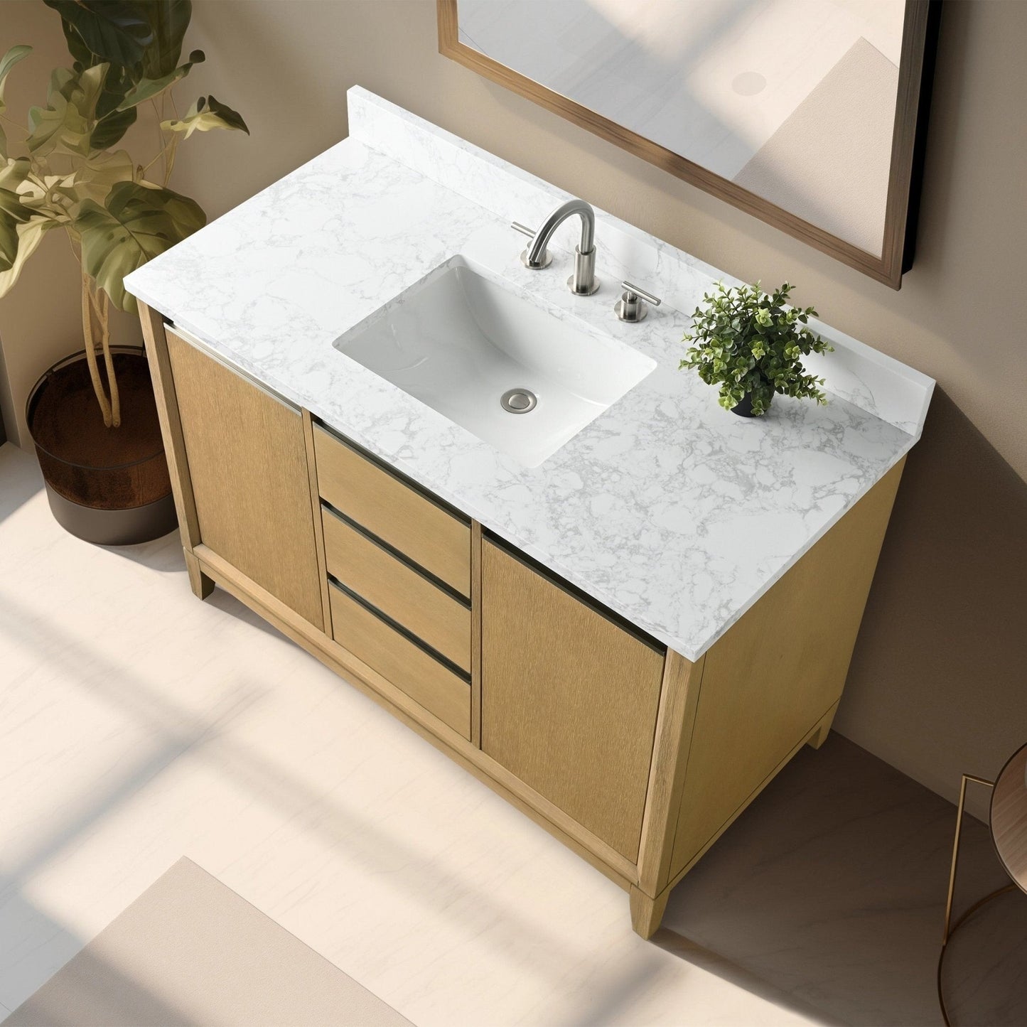 Mobile bagno Vanity Art con lavabo in ceramica e piano in marmo ingegnerizzato