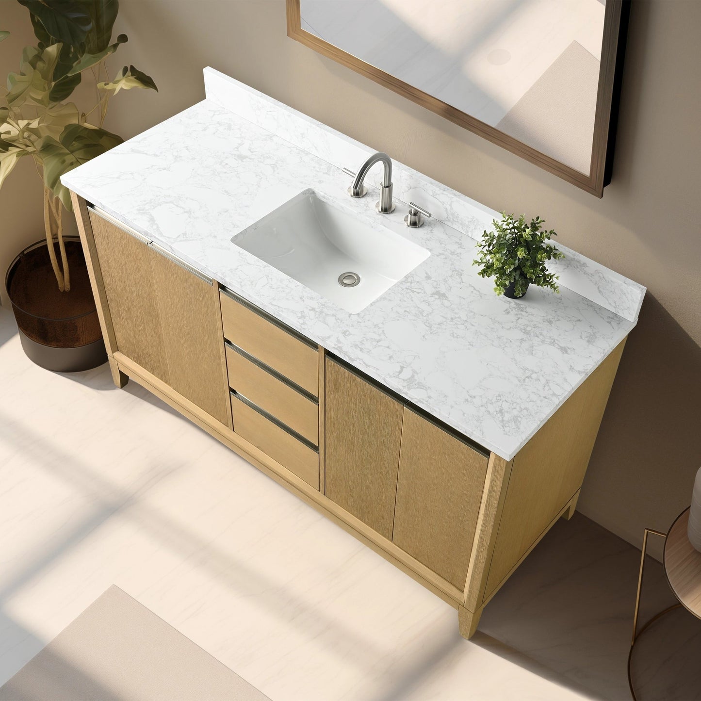 Mobile bagno Vanity Art con lavabo in ceramica e piano in marmo ingegnerizzato