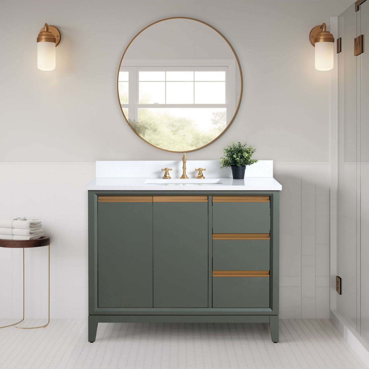 Mobile bagno Vanity Art con lavabo in ceramica e piano in marmo ingegnerizzato