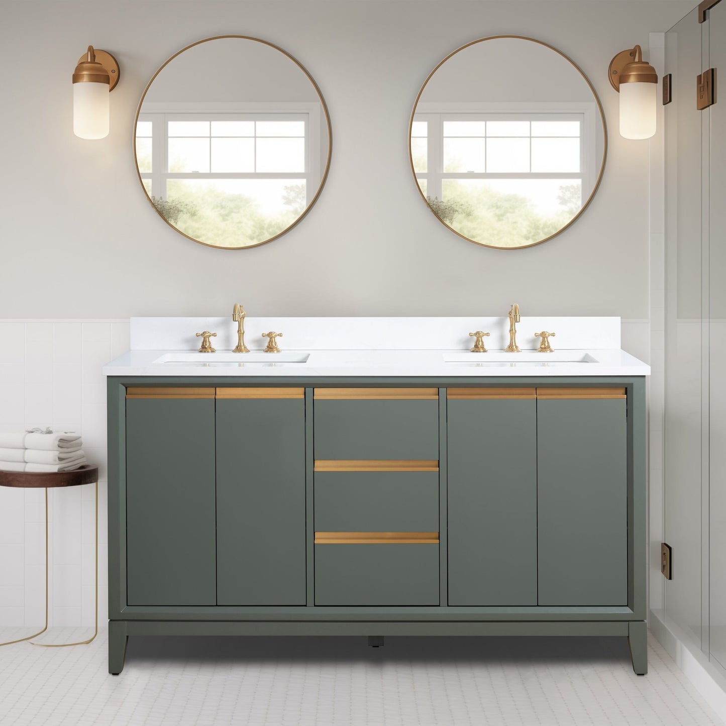 Mobile bagno Vanity Art con lavabo in ceramica e piano in marmo ingegnerizzato