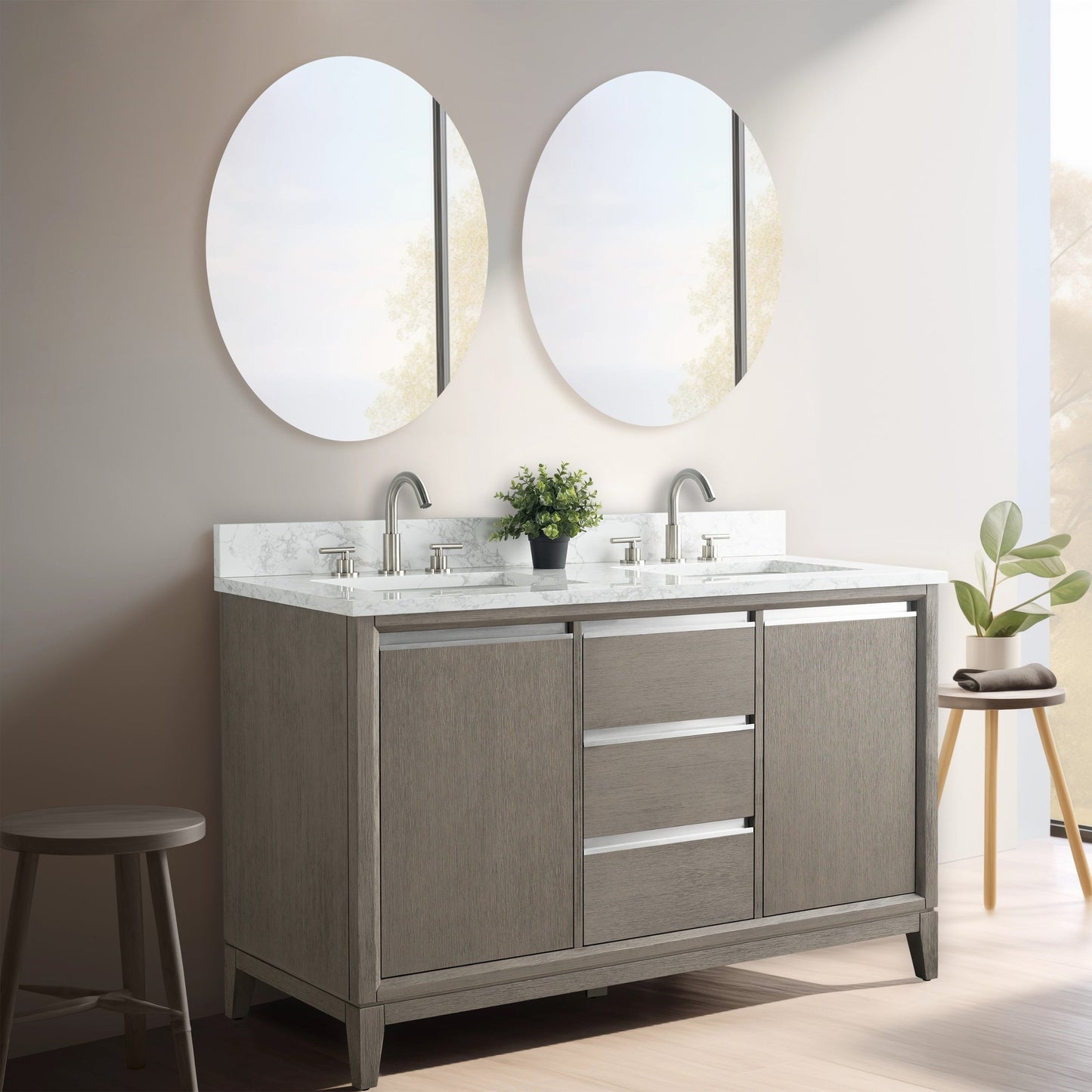Mobile bagno Vanity Art con lavabo in ceramica e piano in marmo ingegnerizzato