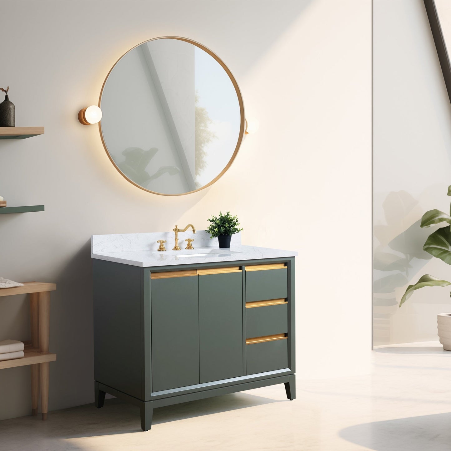 Mobile bagno Vanity Art con lavabo in ceramica e piano in marmo ingegnerizzato