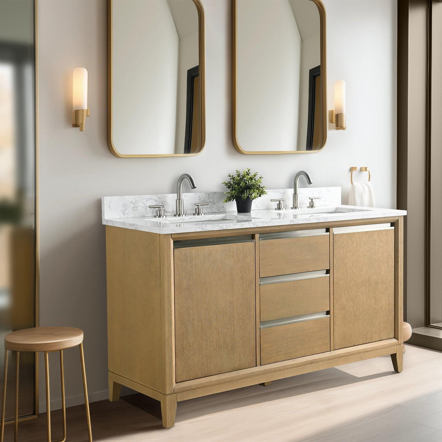 Mobile bagno Vanity Art con lavabo in ceramica e piano in marmo ingegnerizzato