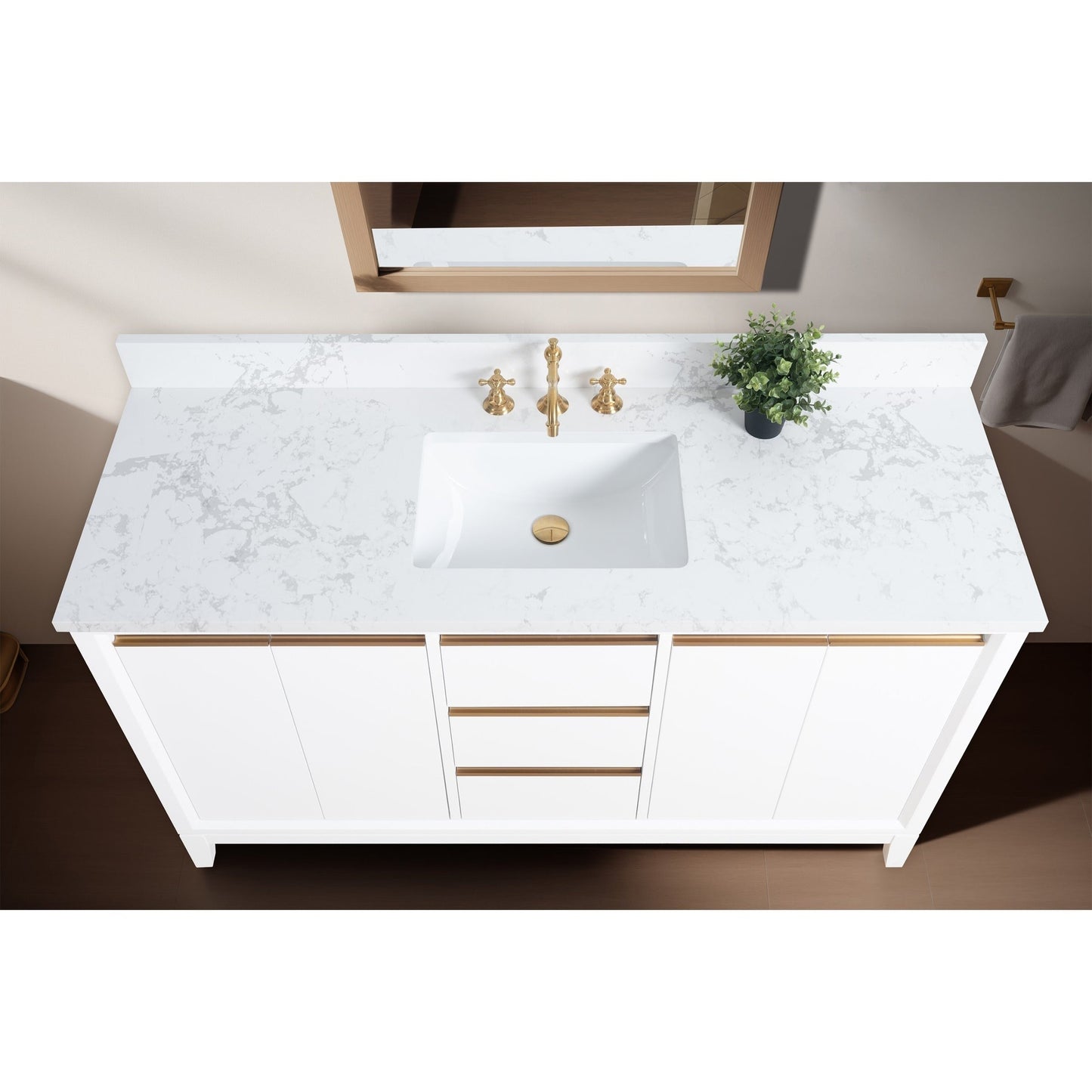 Mobile bagno Vanity Art con lavabo in ceramica e piano in marmo ingegnerizzato