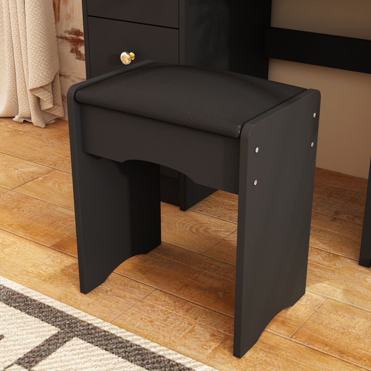 Set da toeletta con specchio e lampada, tavolo da trucco per la casa con sgabello