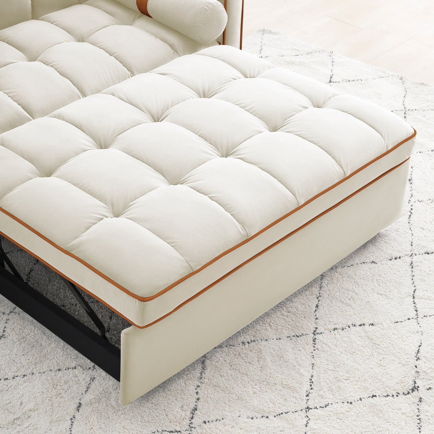 Divano letto convertibile in velluto da 55'' a 2 posti con letto estraibile, reclinazione regolabile, tasche laterali e porta telefono