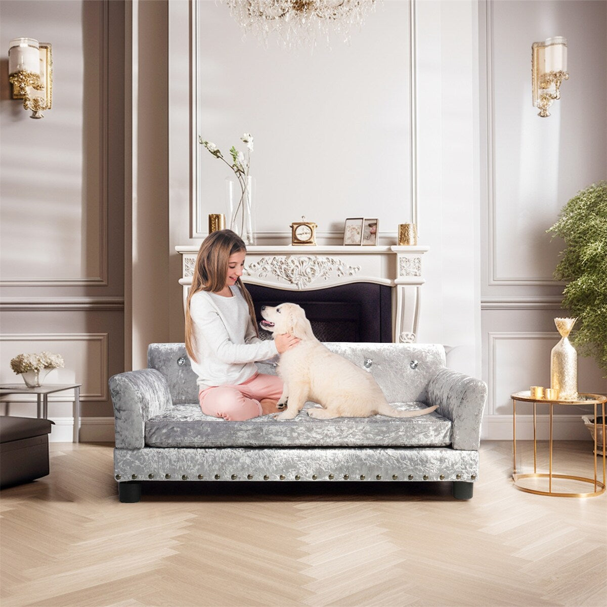 Cuccia per animali domestici con cuscino imbottito in velluto e rimovibile