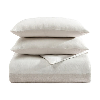 Set copripiumino beige a righe in ciniglia Vera Wang