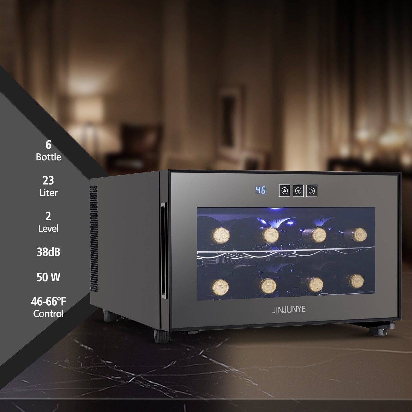 Versatile refrigeratore per bevande da 8 bottiglie (8-19 °C): design elegante e funzionamento ultra silenzioso per uso domestico