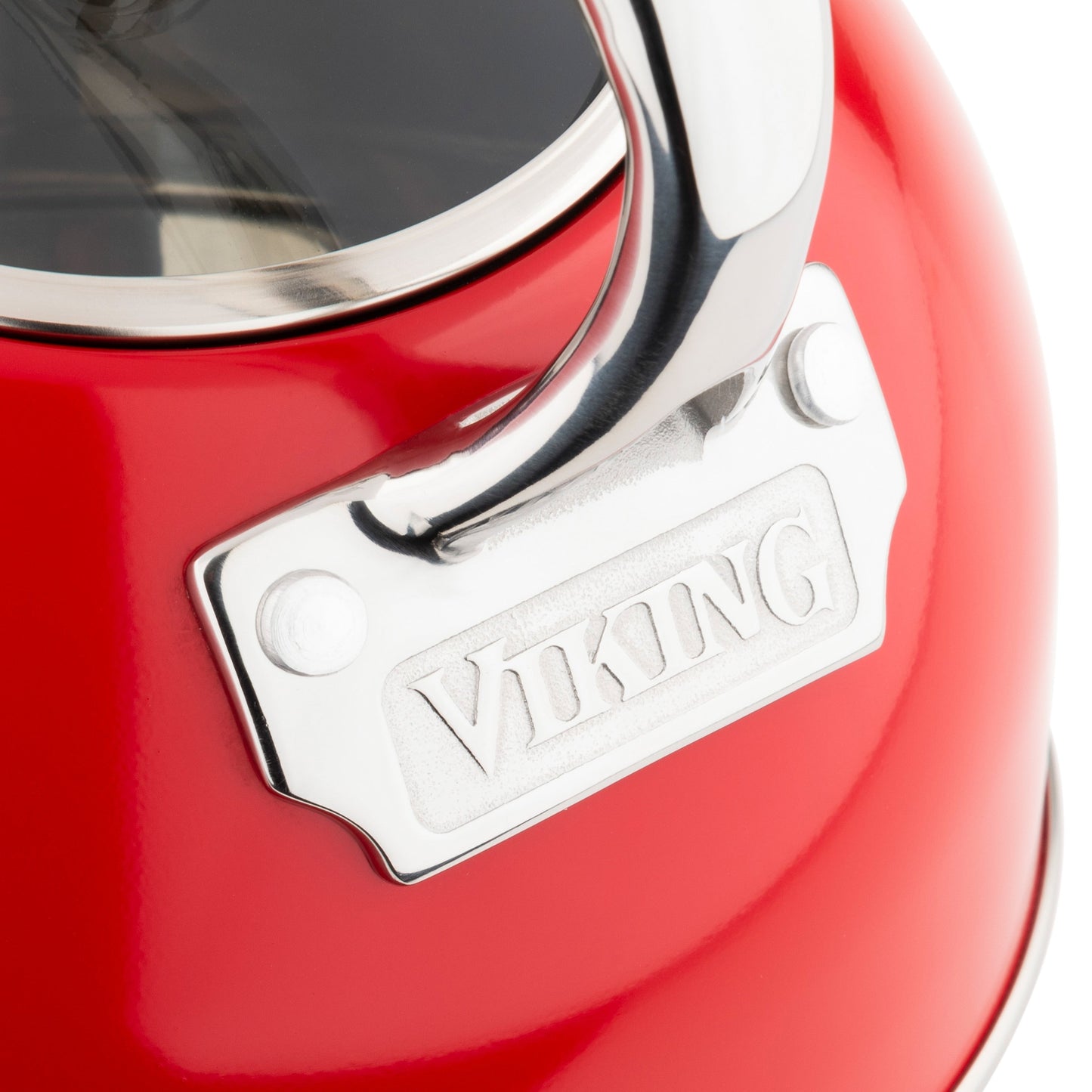 Bollitore con fischietto Viking da 2,6 litri in acciaio inossidabile rosso con base a 3 strati