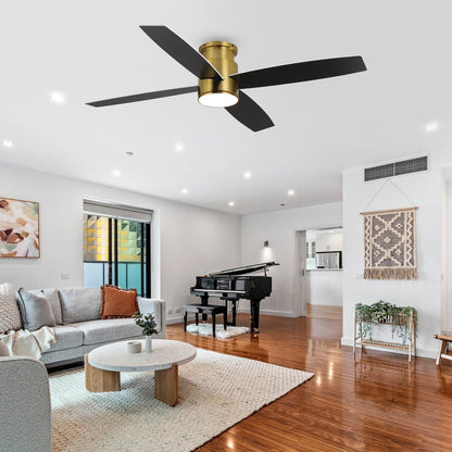 Ventilatore da soffitto a filo WINGBO da 44/52 pollici con luci e telecomando, 4 pale reversibili