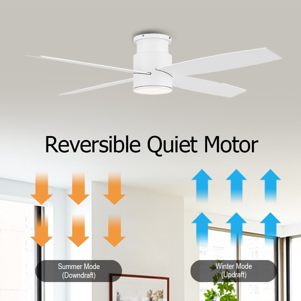 Ventilatore da soffitto a filo WINGBO da 44/52 pollici con luci e telecomando, 4 pale reversibili