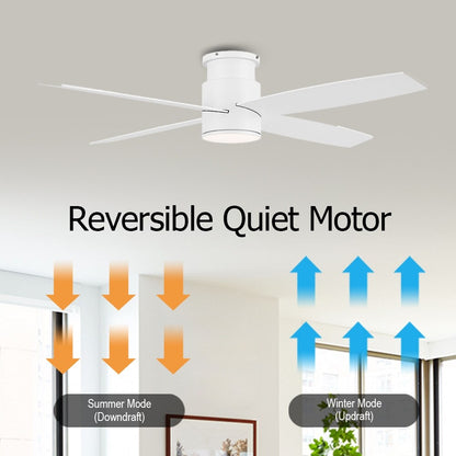 Ventilatore da soffitto a filo WINGBO da 44/52 pollici con luci e telecomando, 4 pale reversibili