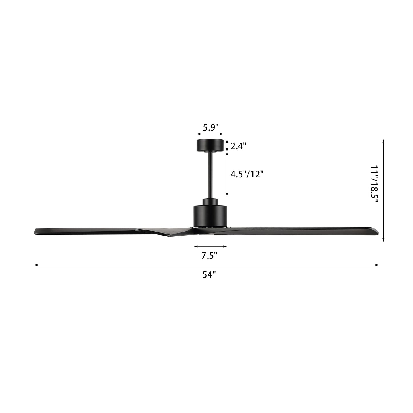 Ventilatore da soffitto per interni con motore CC WINGBO da 54 pollici senza luci - N/D