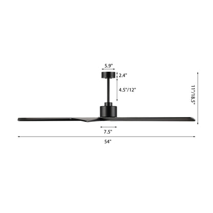 Ventilatore da soffitto per interni con motore CC WINGBO da 54 pollici senza luci - N/D