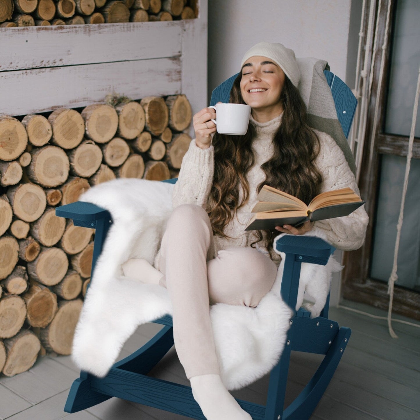 Sedia a dondolo da esterno WINSOON adatta a tutte le stagioni, set da 2