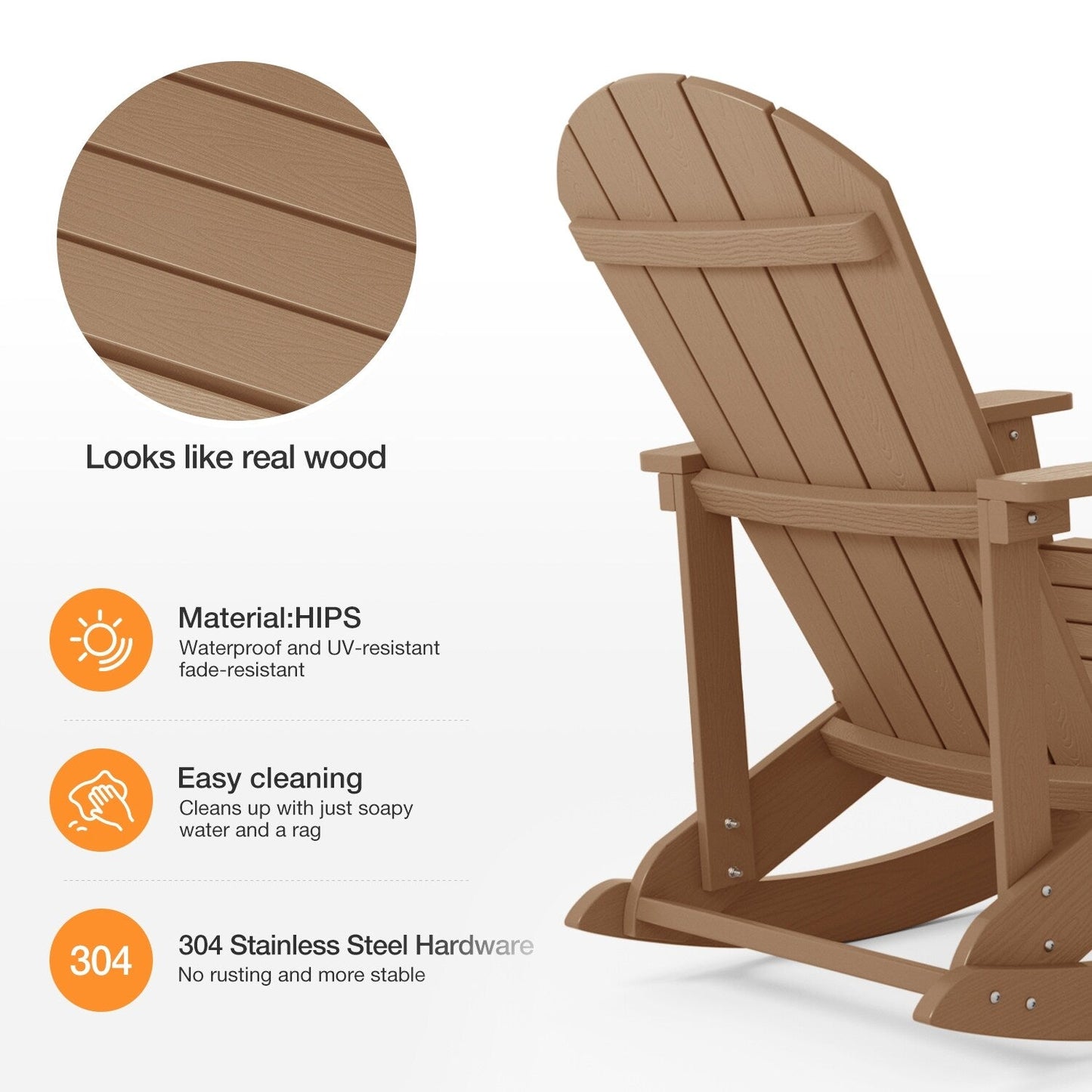 Sedia a dondolo da esterno WINSOON adatta a tutte le stagioni, set da 2