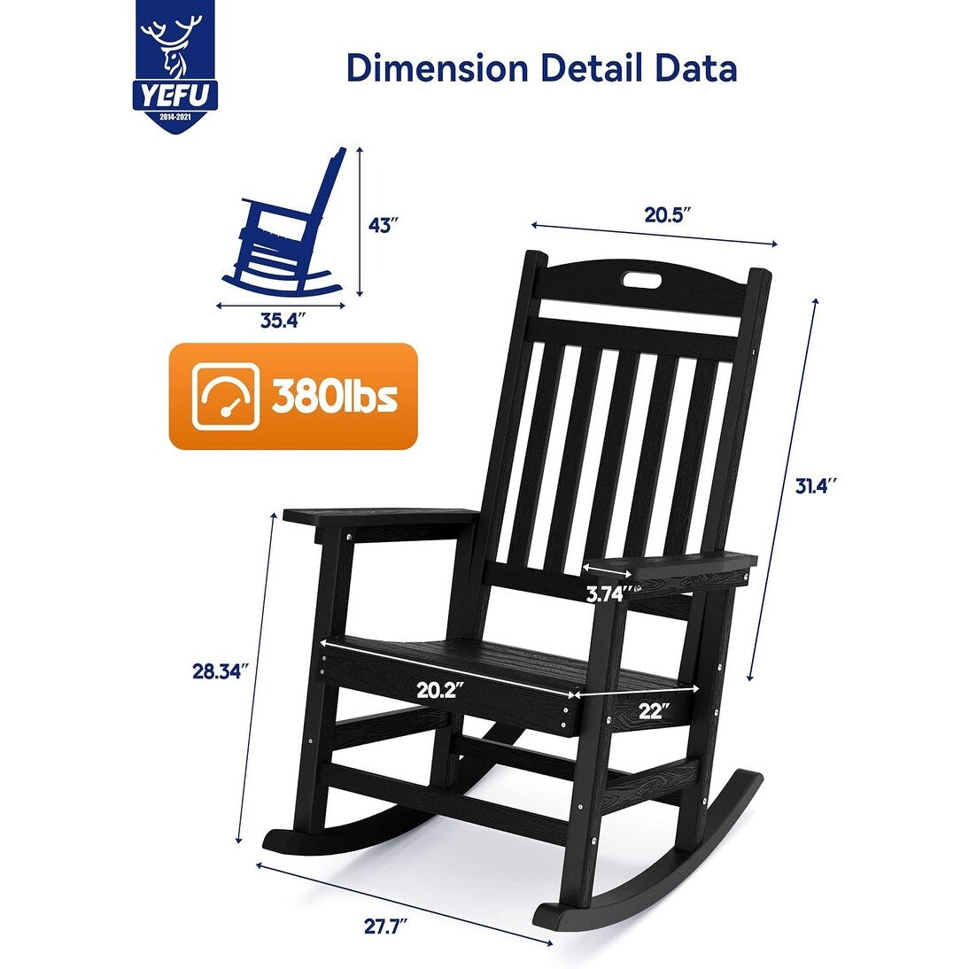 Sedia a dondolo da esterno WINSOON adatta a tutte le stagioni, set da 2