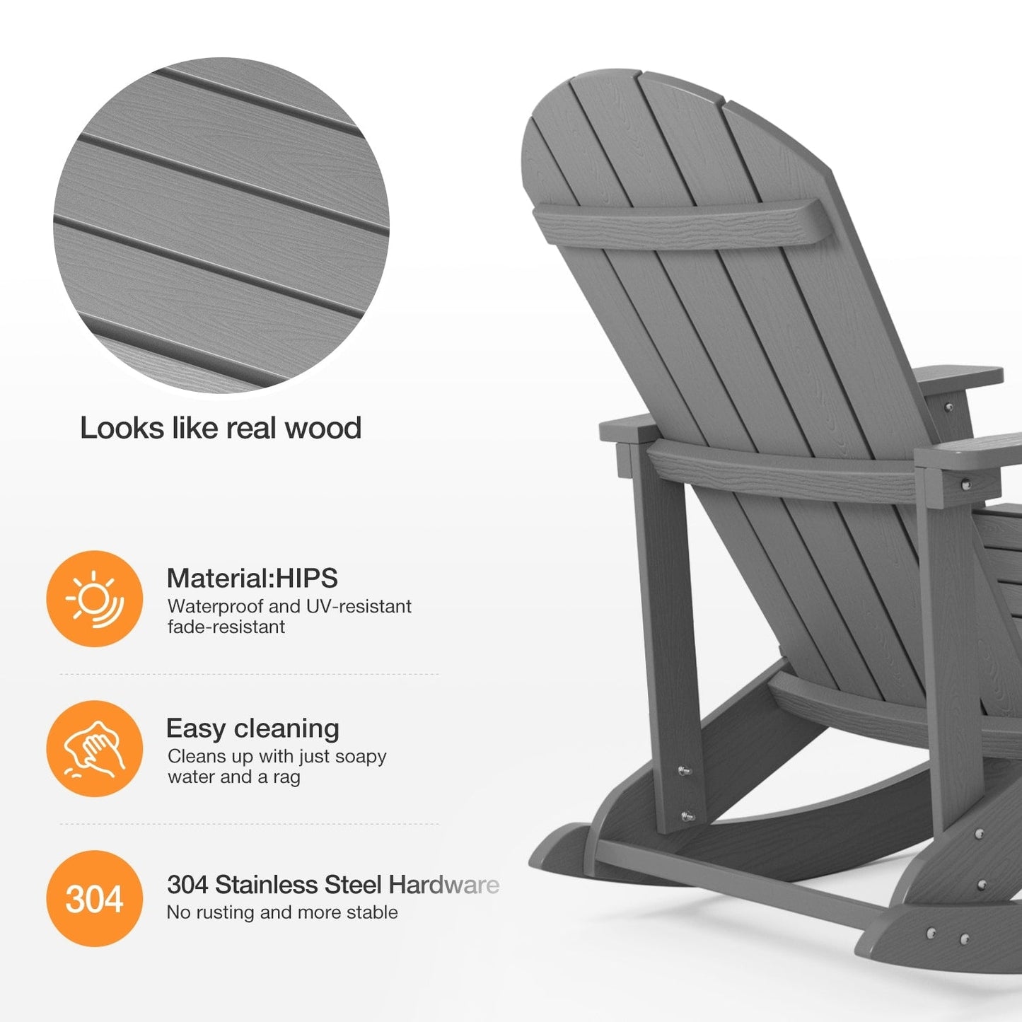Sedia a dondolo da esterno WINSOON adatta a tutte le stagioni, set da 2