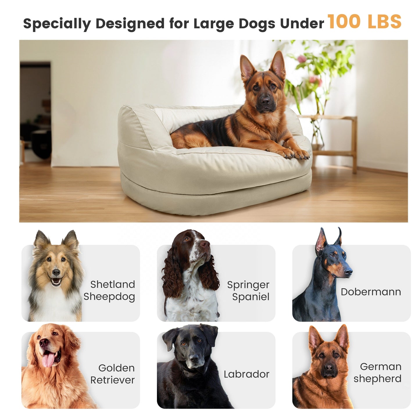 Letto per cani in schiuma ortopedica impermeabile WOWMAX per cani di grossa taglia