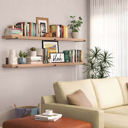 Wallniture Forte 72 in Mensole sospese, 2 pezzi, bruciato, legno