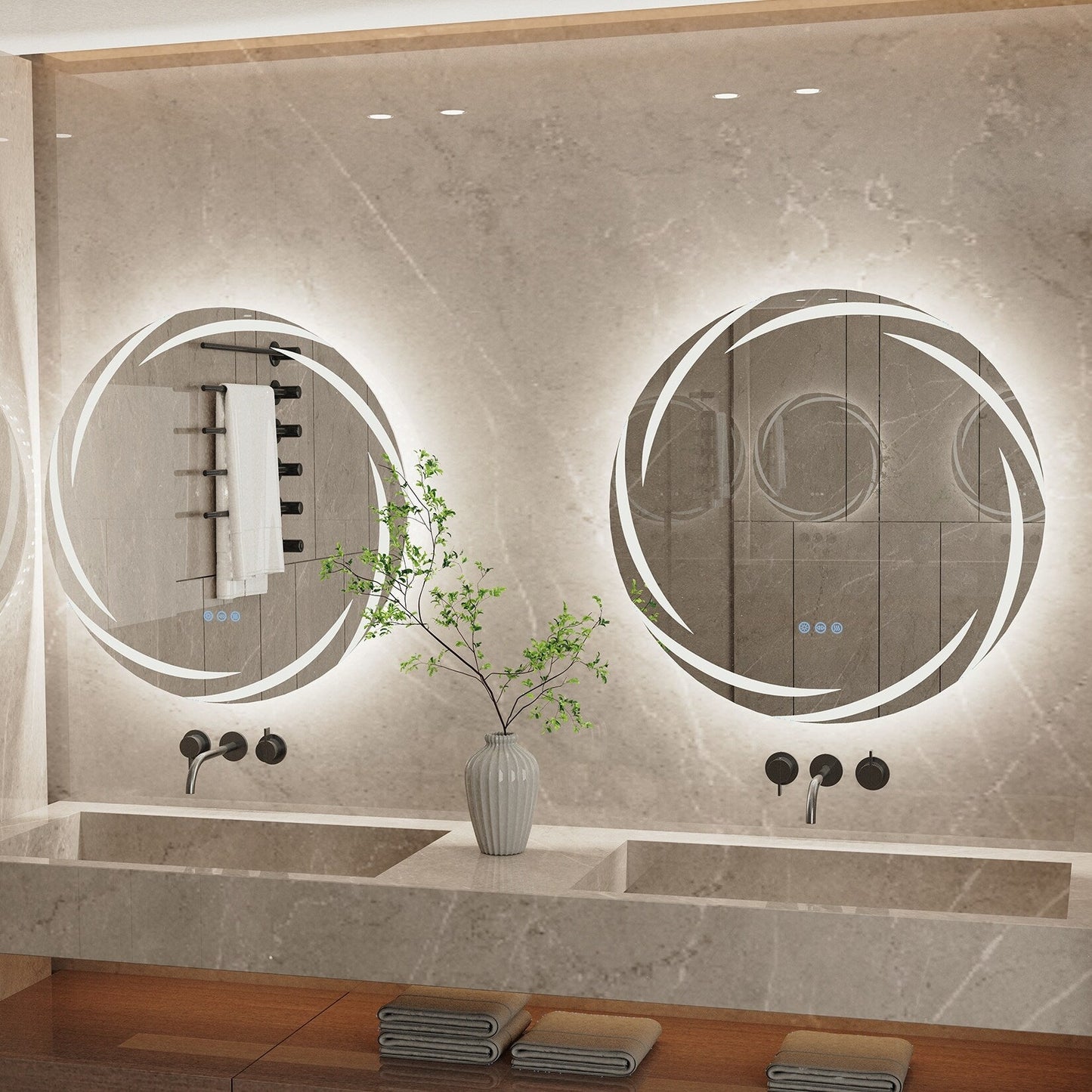 Specchio da bagno con luce LED touch impermeabile e antiappannamento, dimmerabile